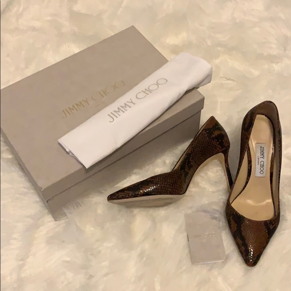 JIMMY CHOO snakeskin 85mm SZ 38.5